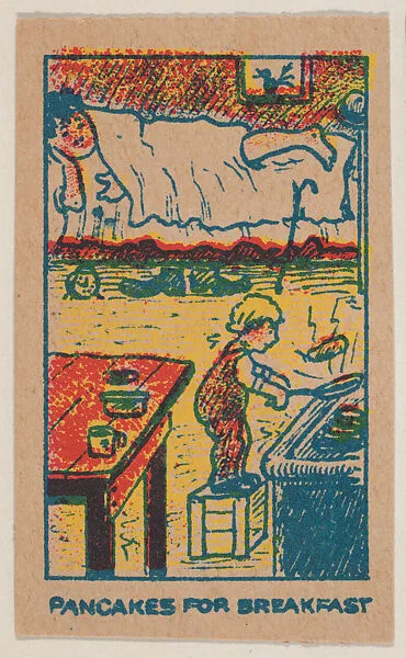 "Pancakes for Breakfast" trade card from the Charlie Chaplin series (W539) — Universal Toy & Novelty Manufacturing Company