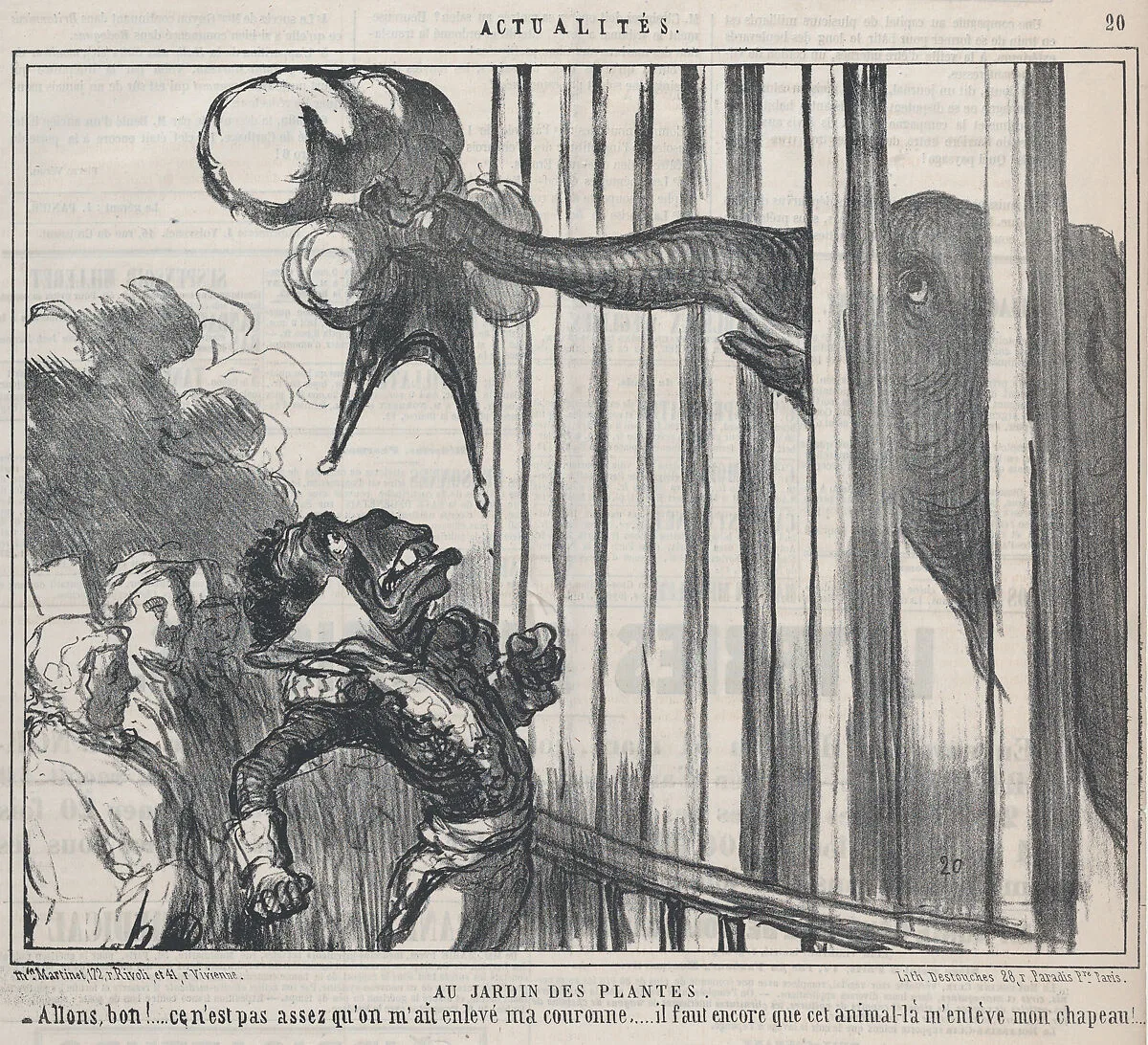Au Jardin des Plantes, from Actualités, published in Le Charivari, March 19, 1859 — Honoré Daumier|Aaron Martinet|Destouches