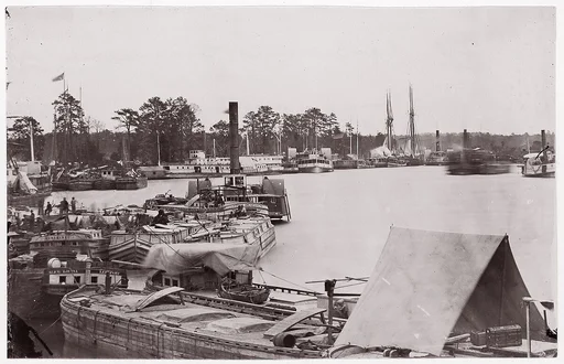 [Barges, Steamers, and Transports, White House Landing, Pamunkey River, Virginia]