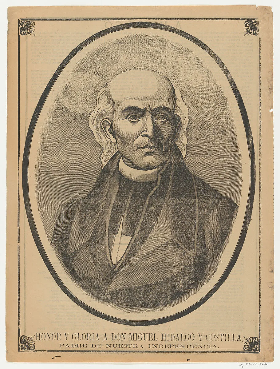 Broadsheet with portrait of Don Miguel Hidalgo y Costilla — Antonio Vanegas Arroyo|Anonymous