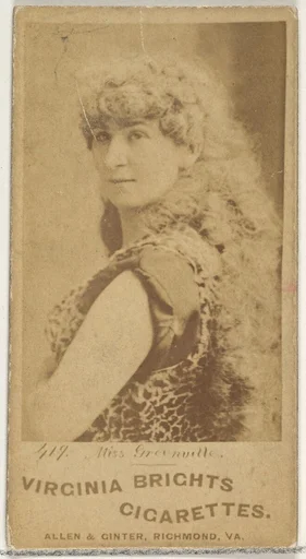 Card 419, Miss Greenville, from the Actors and Actresses series (N45, Type 1) for Virginia Brights Cigarettes