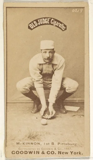 Alex McKinnon, 1st Base, Pittsburgh, from the Old Judge series (N172) for Old Judge Cigarettes