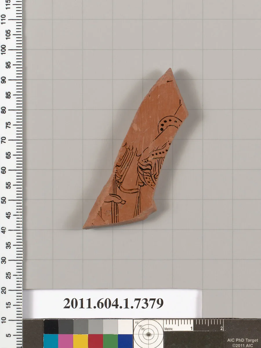 Terracotta fragment of a kylix (drinking cup) — Makron