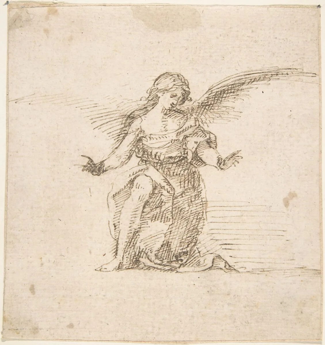 Kneeling Angel With Hands Outstretched — Pedro Duque Cornejo|Anonymous, Spanish, School of Seville, 17th century
