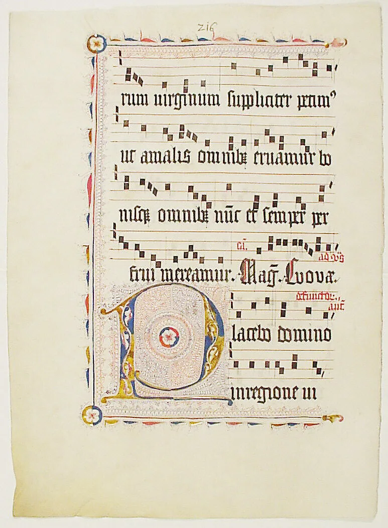Manuscript Leaf with Initial P, from an Antiphonary — Unknown