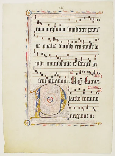 Manuscript Leaf with Initial P, from an Antiphonary