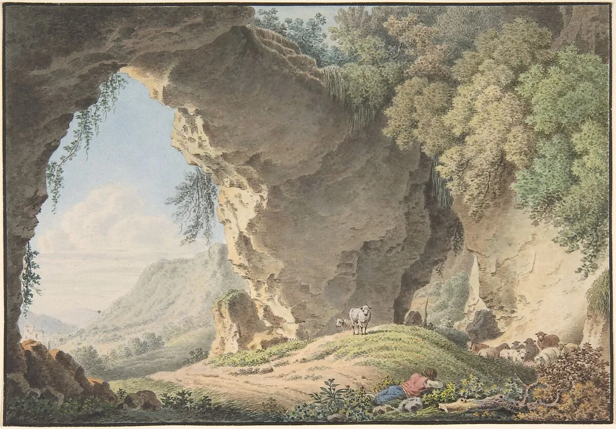 Rocky Landscape with Sleeping Shepherd — Philip Heinrich Dunker