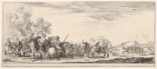 A battle on horseback, from 'Peace and War' (Divers desseins tant pour la paix que pour la guerre)