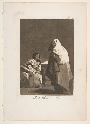 Plate 3 from "Los Caprichos": Here comes the bogey-man (Que viene el Coco)