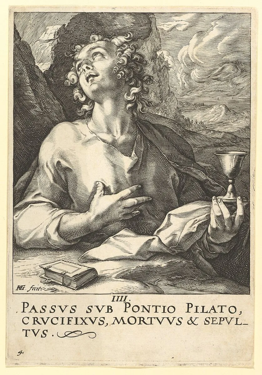 St. John, from Christ, the Apostles and St. Paul with the Creed — Hendrick Goltzius