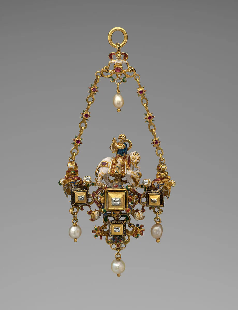 Pendant with a Youth Playing a Lyre and Riding an Elephant — Unknown