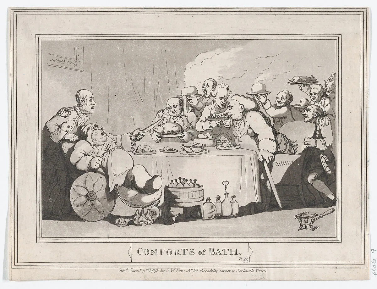 Comforts of Bath, Plate 11 — S. W. Fores|Thomas Rowlandson