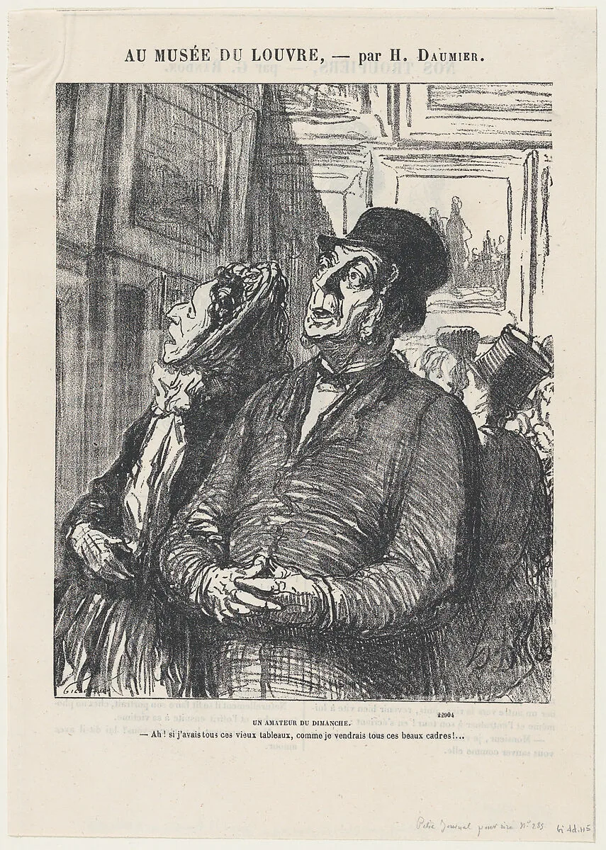 A Sunday connoisseur, from 'At the Louvre,' published in Le Charivari, February 4, 1865 — Honoré Daumier