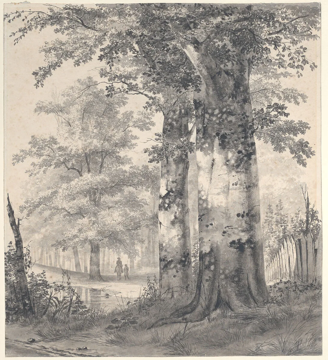 Wooded Landscape with Figures by a Pond — Hendrik Gerrit ten Cate