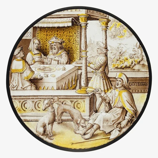 Roundel with Lazarus at the House of Dives