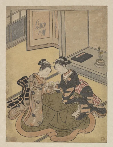 鈴木春信画 あやとり|Young Women Playing Cat’s Cradle (Ayatori)