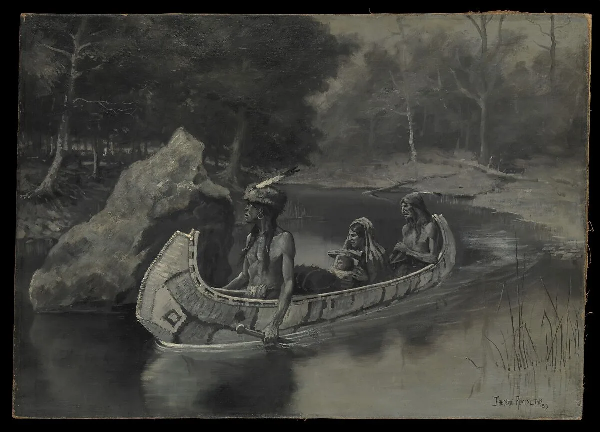 Pitched It Sheer into the River . . . Where It Still Is Seen in the Summer — Frederic Remington