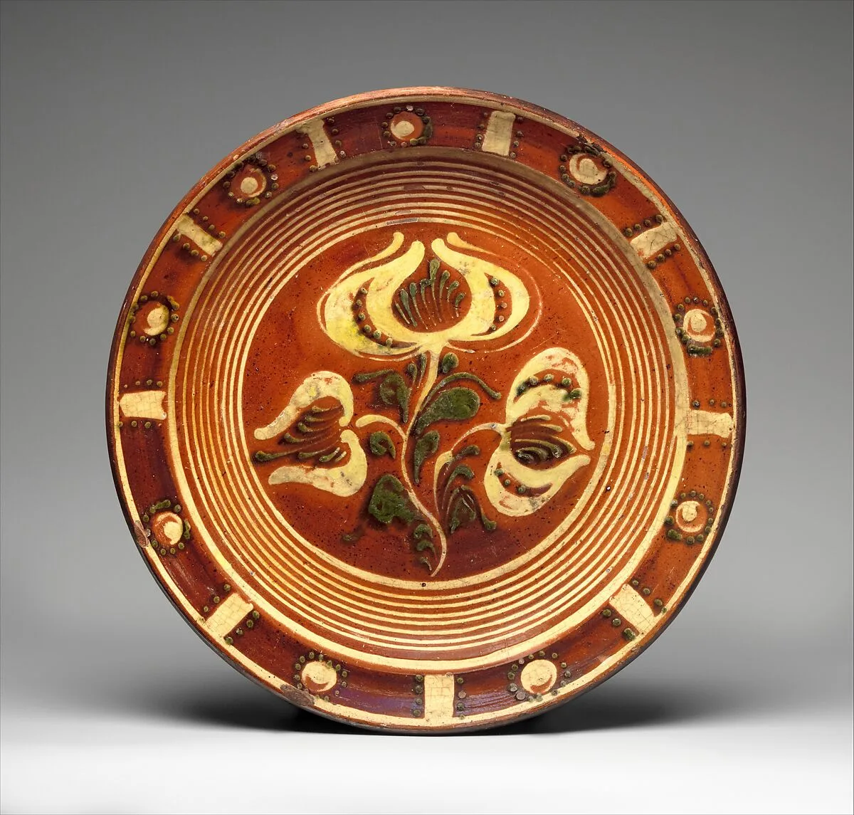 Redware Slip-decorated dish — Dennis Family Potters