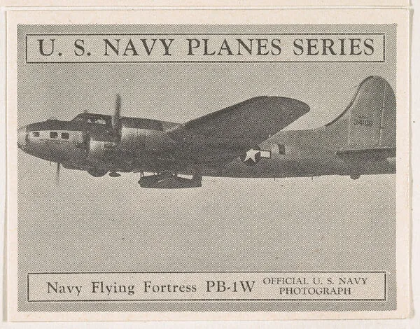Navy Flying Fortress PB-1W, bakery card from the U. S. Planes and Warships series (D85) — Purity Pretzel Company