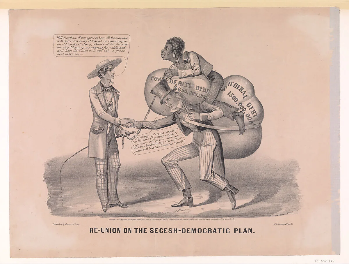 Re-union on the Secesh-Democratic Plan — Currier & Ives|Jefferson Davis