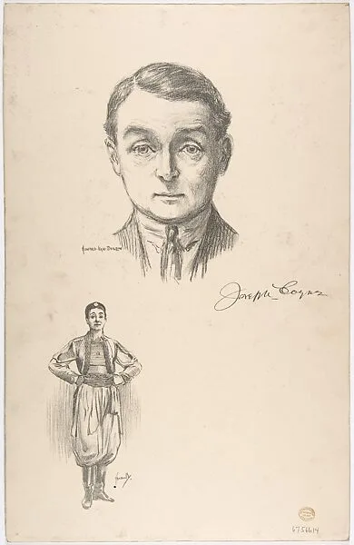 Portrait Head of the actor Joseph Coyne, also shown full-length in costume — Joseph Coyne|Howard van Dusen|John Hassall