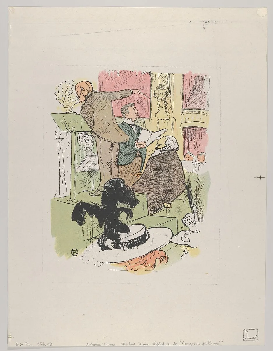 Ambroise Thomas assistant à une répétition de Françoise de Rimini, from Le Rire, No. 66, 8 February 1896 — Henri de Toulouse-Lautrec