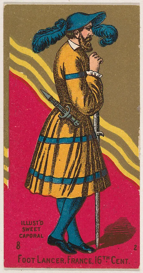 Foot Lancer, France, 16th Century, from the Military Series (N224) issued by Kinney Tobacco Company to promote Sweet Caporal Cigarettes — Kinney Brothers Tobacco Company