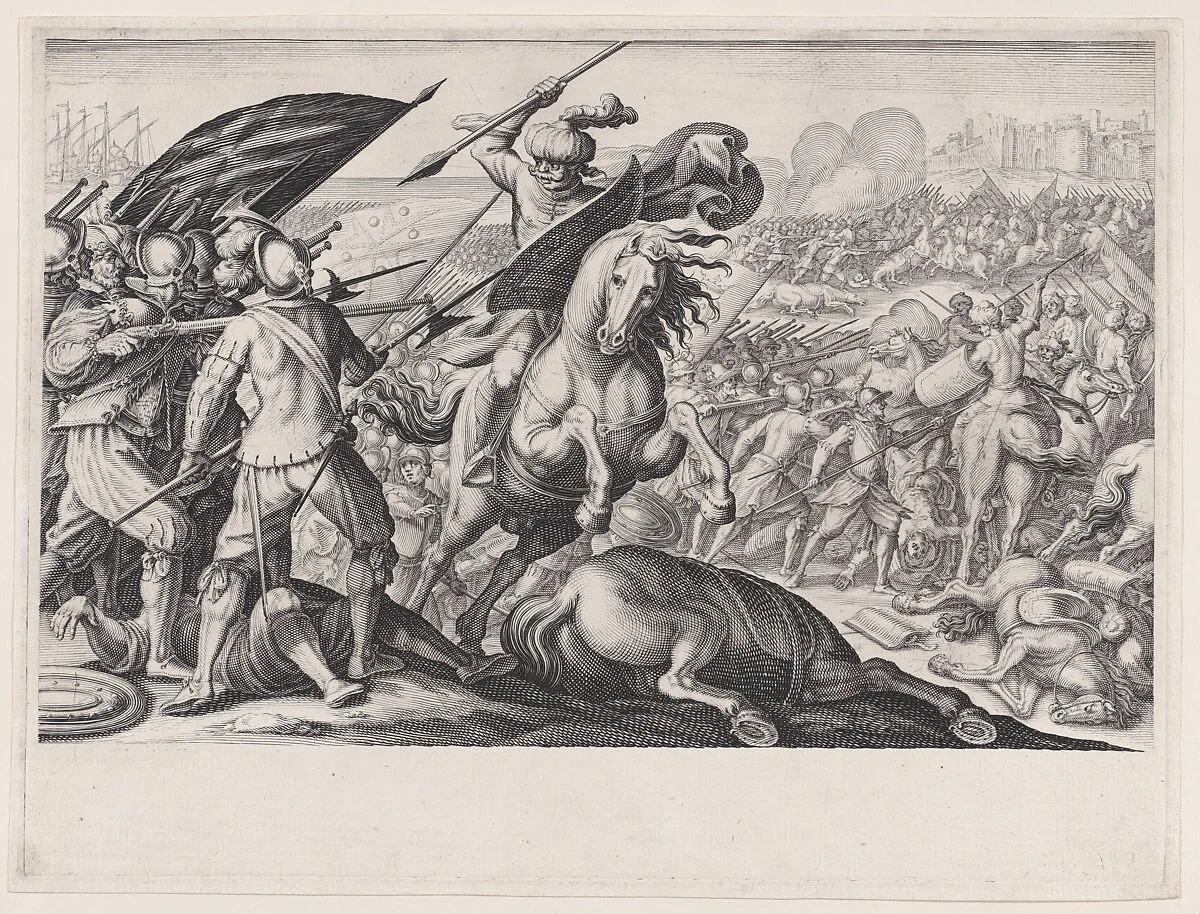 Défaite de la Cavalerie Turque (Defeat of the Turkish Cavalry), from La Vie de Ferdinand Ier de Médicis série appelée aussi Les Batailles des Médicis (The Life of Ferdinand I de'Medici also called The Medici Battles) — Jacques Callot|Matteo Rosselli
