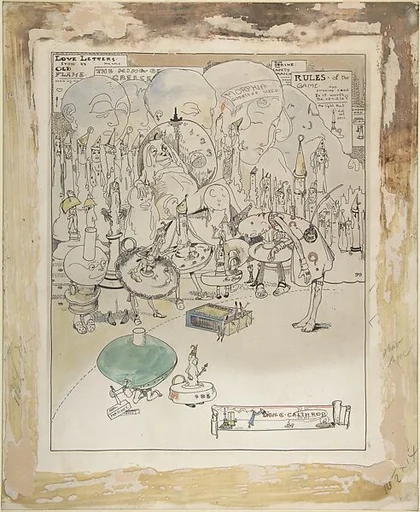 Confessions of an Inquiring Spirit, No. 3 (recto); Study for a scene with ten imaginary creatures (verso)
