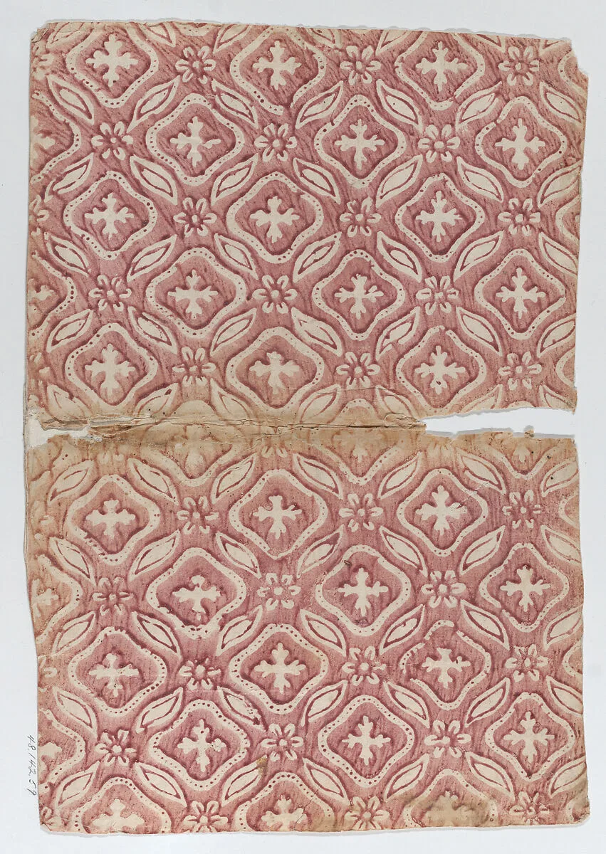 Book cover with red floral and abstract pattern — Anonymous