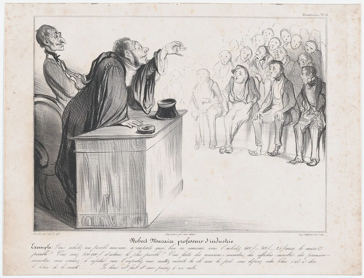 Plate 23: Robert Macaire, Professor of Industry, from 'Caricaturana,' published in Les Robert Macaires — Junca|Aubert et Cie|Charles Philipon|Aubert et Cie|Honoré Daumier
