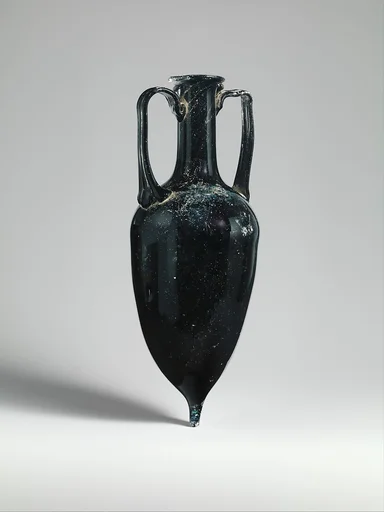 Glass two-handled bottle (amphora)