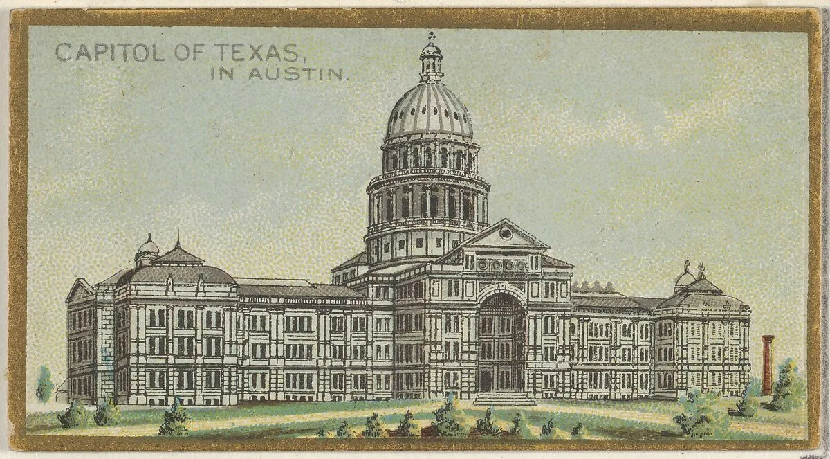 Capitol of Texas in Austin, from the General Government and State Capitol Buildings series (N14) for Allen & Ginter Cigarettes Brands — Allen & Ginter|The Gast Lithograph & Engraving Company