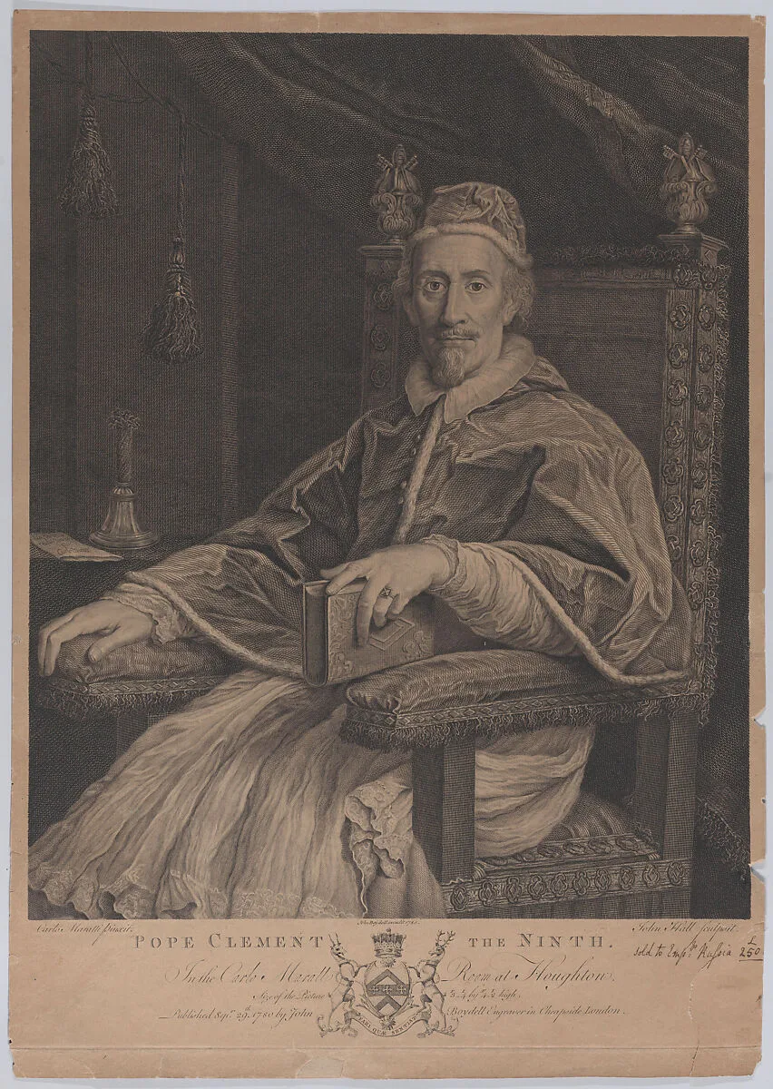 Pope Clement the Ninth — Pope Clement IX|John Hall|Carlo Maratti|John Boydell