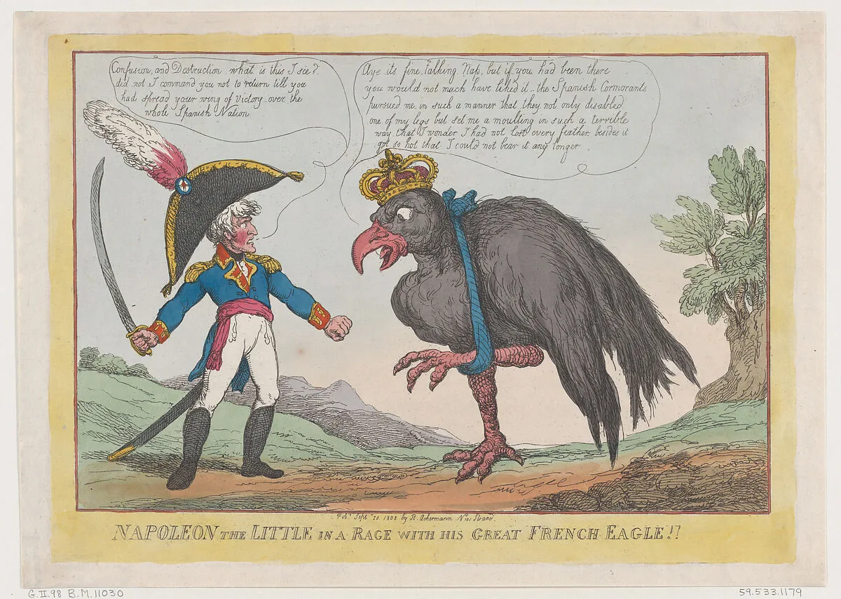 Napoleon The Little in a Rage with His Great French Eagle!! — Thomas Rowlandson|Rudolph Ackermann, London|Napoléon Bonaparte
