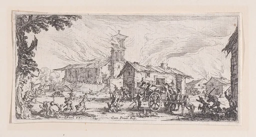 Pillage et Incendie d'un Village (Looting and Burning of a Village), from Les Petites Misères de la Guerre (The Little Miseries of War), plate 4
