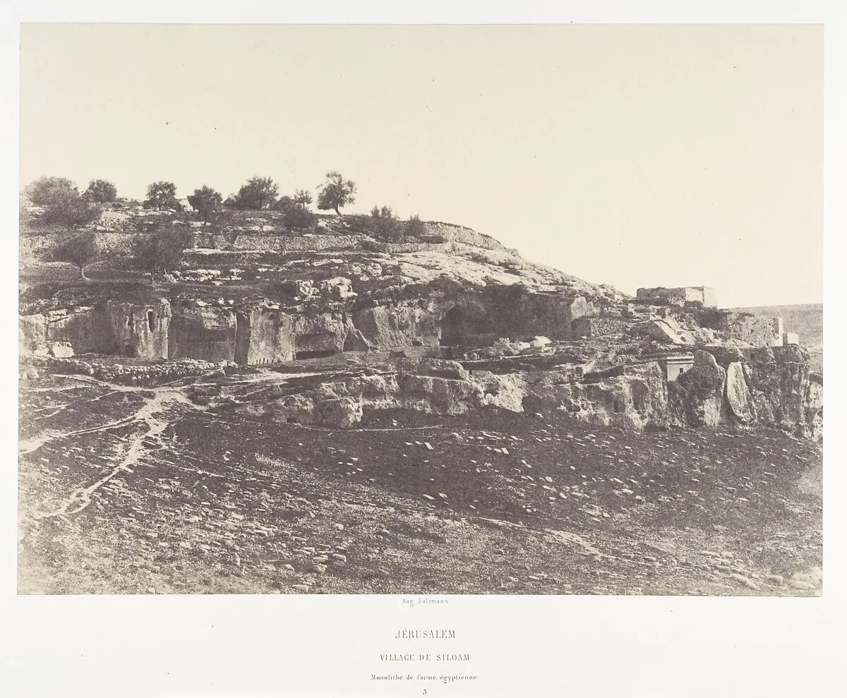 Jérusalem, Village de Siloam, Monolithe de forme égyptienne, 3 — Imprimerie photographique de Blanquart-Évrard, à Lille|Auguste Salzmann