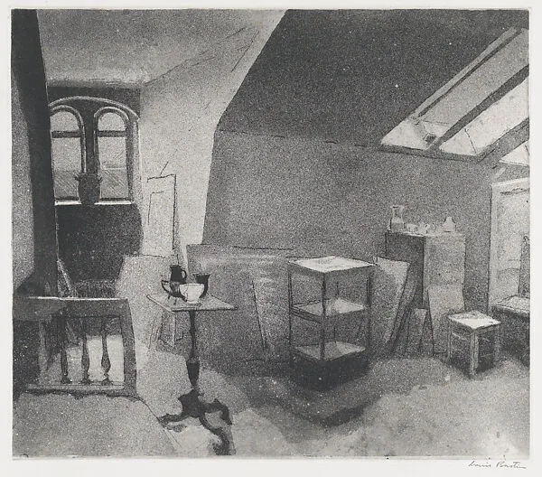 Interior of a Studio (Ateljéinteriör), from the portfolio of the Swedish Fine Art Print Society (Föreningen för Grafisk Konst) — Föreningen för Grafisk Konst|Louis Bastin