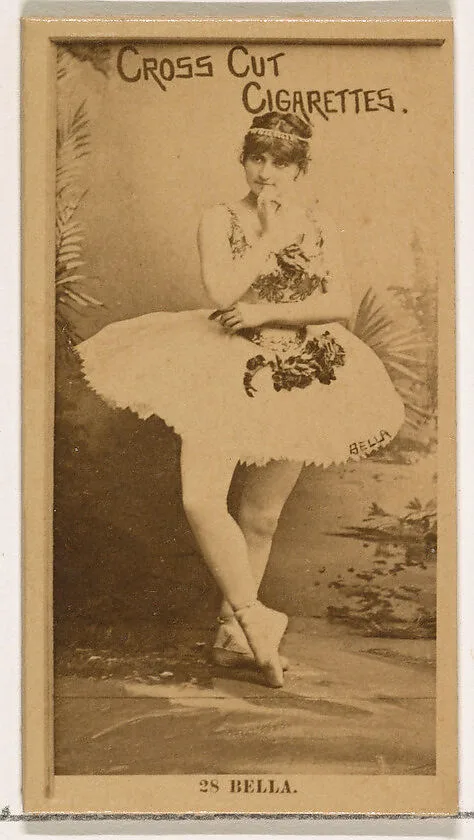 Card Number 28, Bella, from the Actors and Actresses series (N145-2) issued by Duke Sons & Co. to promote Cross Cut Cigarettes — W. Duke, Sons & Co.