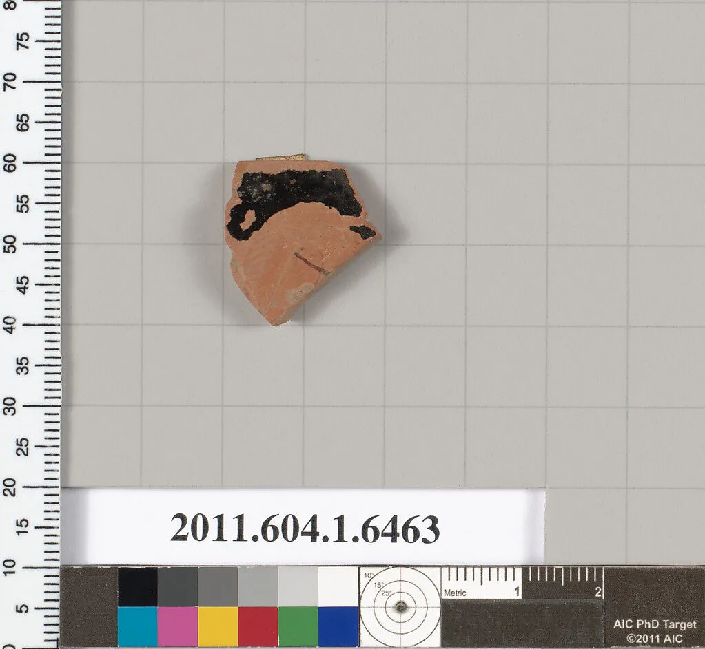 Terracotta rim fragment of a kylix (drinking cup) — Antiphon Painter
