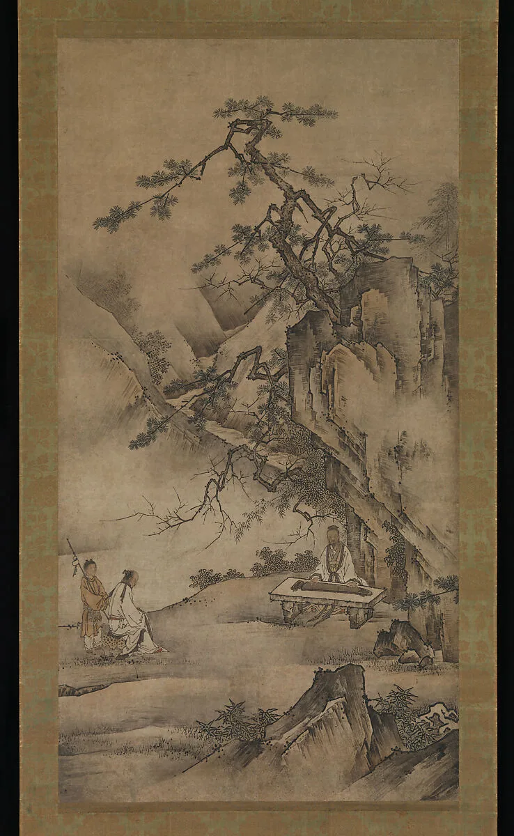狩野元信周辺 伯牙鍾子期図|Bo Ya Plays the Qin as Zhong Ziqi Listens — Kano Motonobu