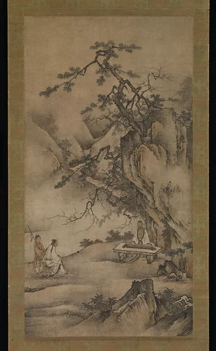 狩野元信周辺 伯牙鍾子期図|Bo Ya Plays the Qin as Zhong Ziqi Listens