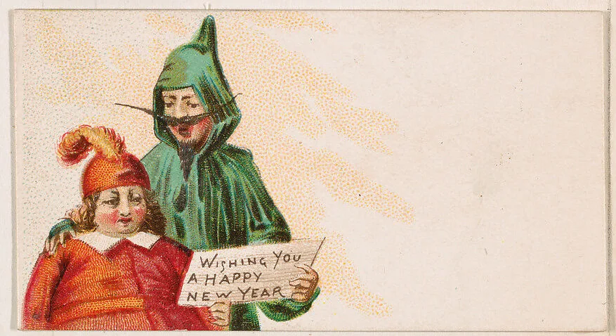 Wishing You a Happy New Year, from the New Years 1890 series (N227) issued by Kinney Bros. — Kinney Brothers Tobacco Company