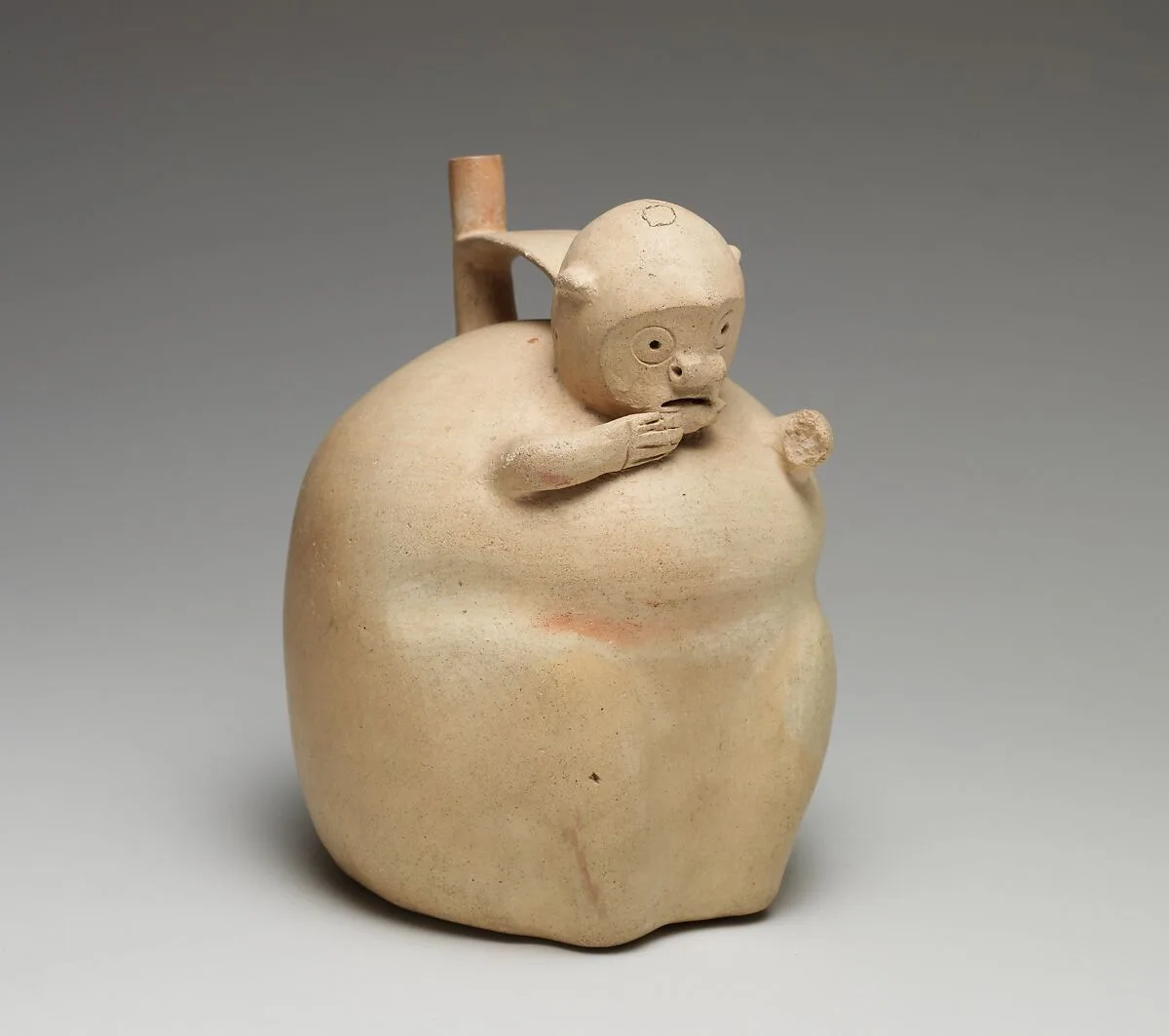 Monkey-shaped spout-and-bridge bottle — Topará artist(s)