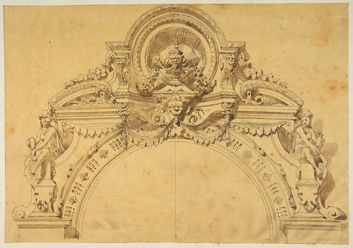 Design for an elaborate arch — Anonymous, French, 19th century