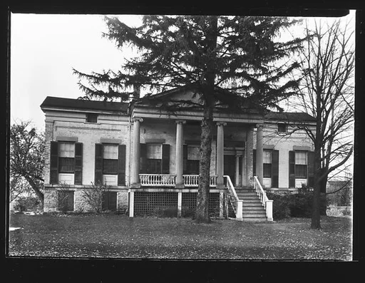 [Brick Greek Revival House with Full-Height Entry Porch]