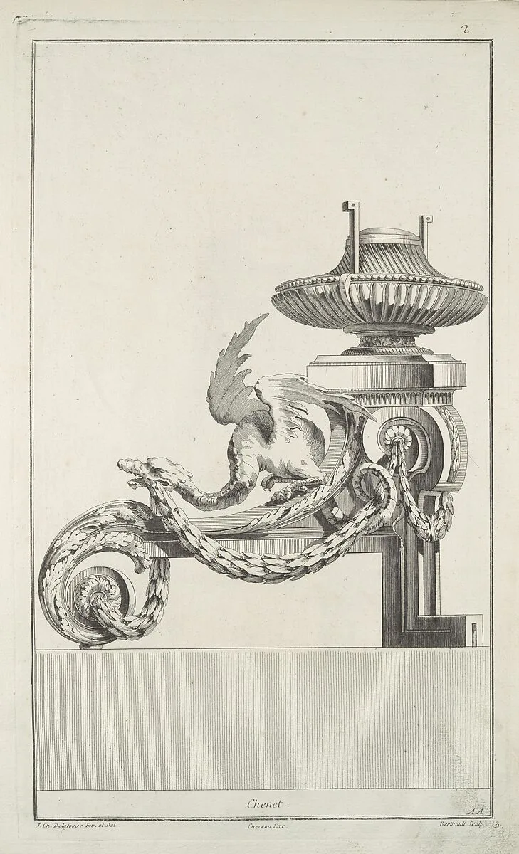Cayer de 6 Grilles de Chenets et de Feux de Cheminées — Jean Charles Delafosse|Jacques François Chereau|Pierre G. Berthault