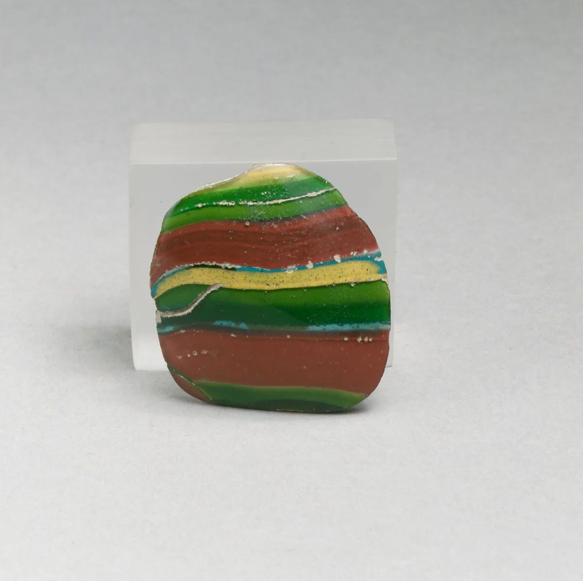 Glass striped mosaic bowl fragment — Unknown