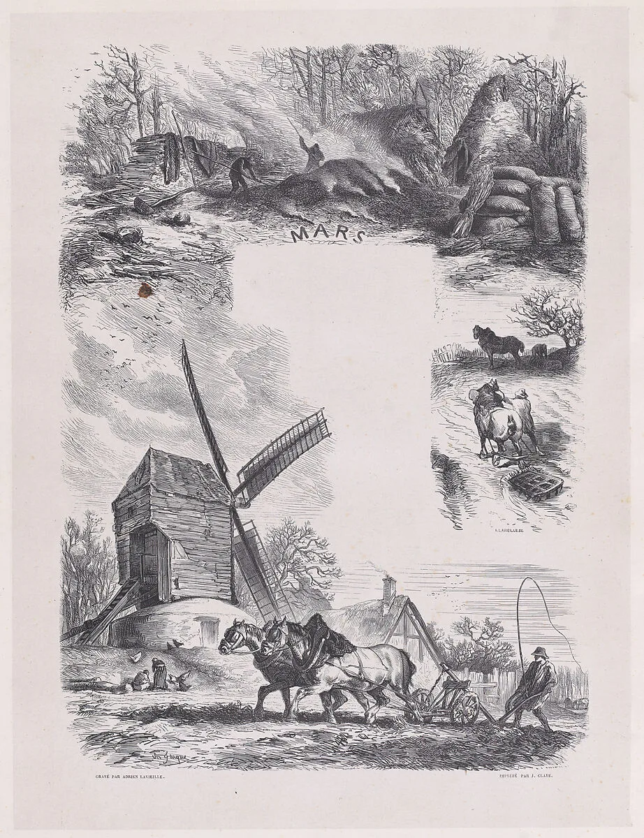 March, from "Album of Rustic Subjects" — Imprimerie de Jules Claye|Jacques-Adrien Lavieille|Charles Jacque