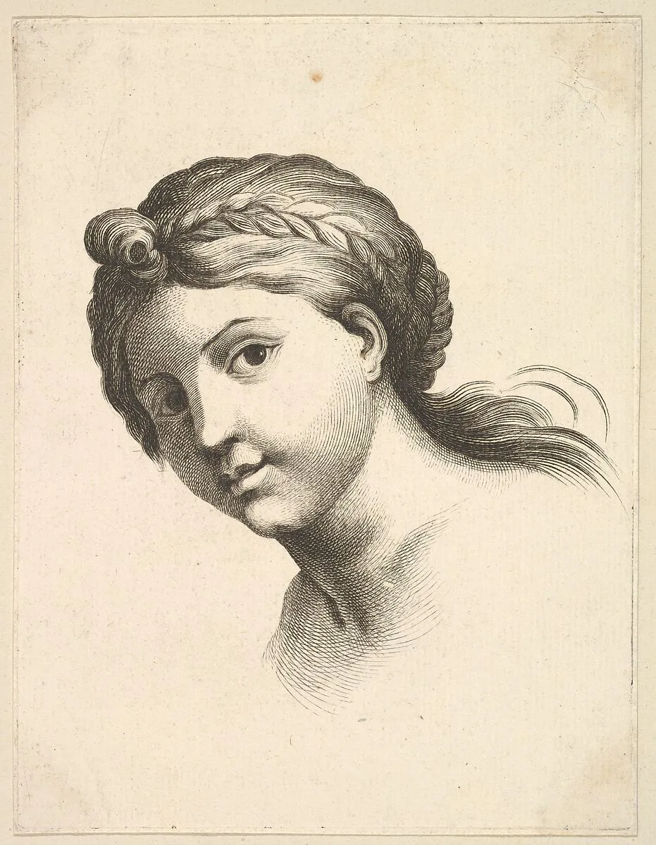 Head of a Woman, from Livre de Têtes Gravées d'apres F. Boucher et Autres (Book of Heads Engraved after F. Boucher and Others) — François Boucher|Buldet|Anonymous, French, 18th century